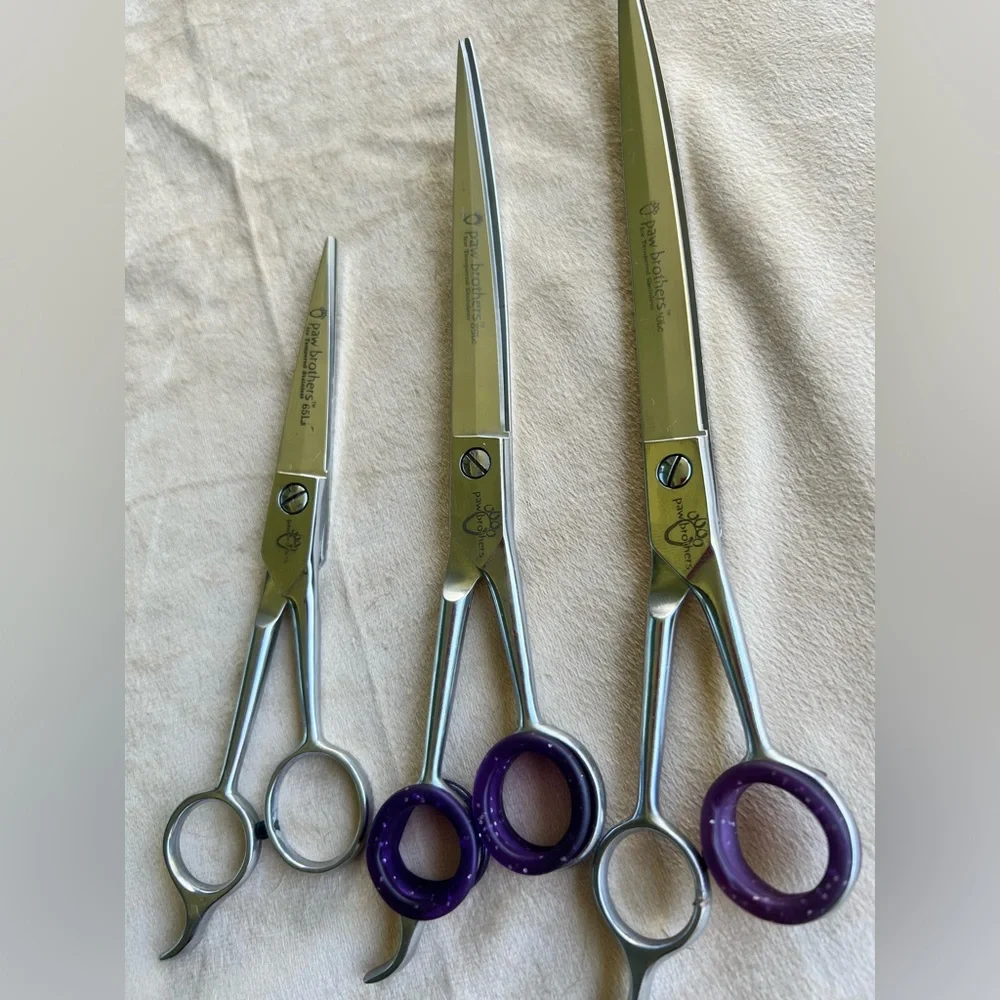 Set of 3 Professional Hair Cutting Scissors Set with Purple Handles